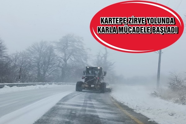 Kartepe zirve yolunda karla mücadele başladı