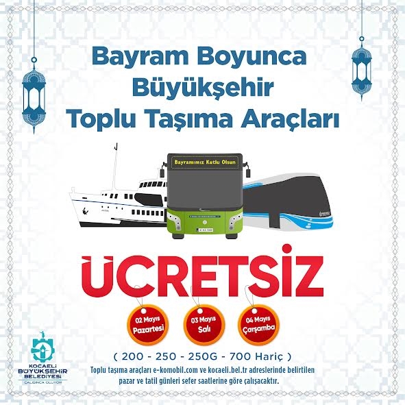 Bayramda ulaşım 3 gün boyunca ücretsiz