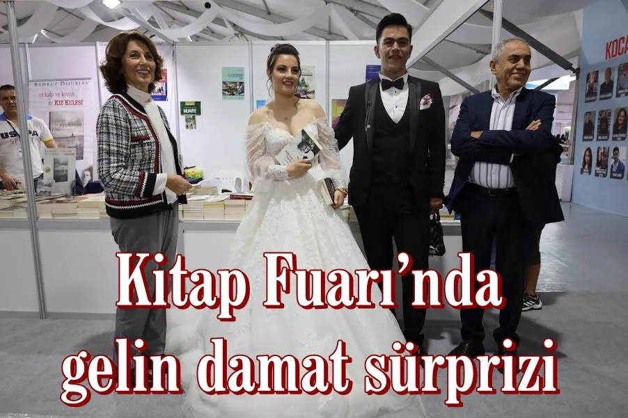 Kitap Fuarı’nda gelin damat sürprizi