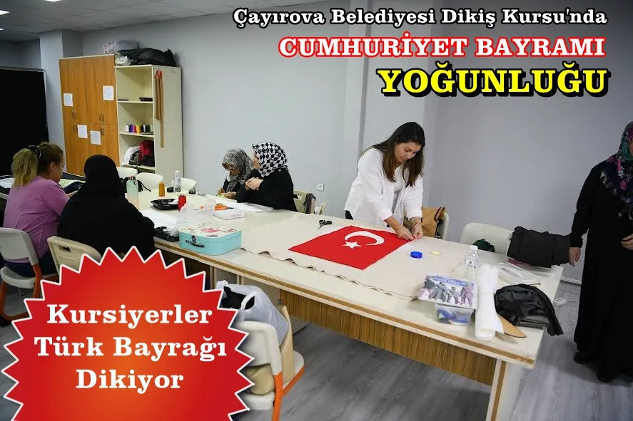 Kursiyerler, Cumhuriyet Bayramı öncesinde bayrak dikiyor