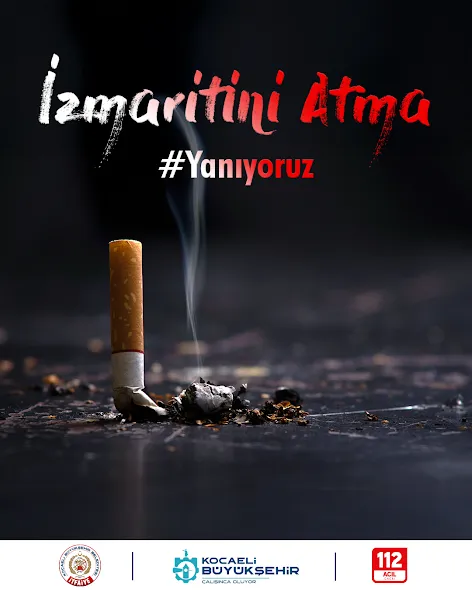Kocaeli Büyükşehir Belediyesi İtfaiyesi uyardı;  Sigara izmaritini yere atma, yangına sebep olma